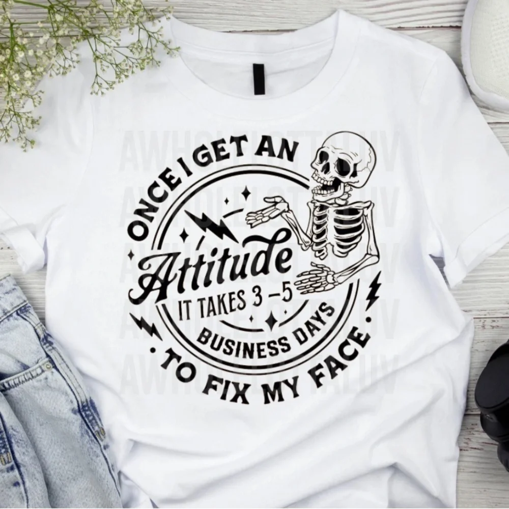 White Graphic Tee with Skeleton Print